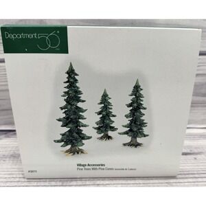 DEPT 56 VILLAGE ACCESSORIES PINE TREES WITH PINE CONES - SET OF 3 - 1998